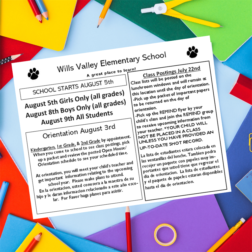  WVES Back to School Information